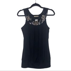 ARDEN B Black Sleeveless Top w/Jewel & Sequin Neck